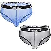 ZONBAILON Men’s Bulge Enhancing Transparent Underwear See Through Mesh Big Ball Pouch Sexy Underwear Briefs Pack