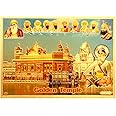 Yogic Mantra Golden Temple Waheguru Guru Nanak Photo | Unframed 5x7 Inch | 180 GSM Gold Foil Paper | Embossed Printing | 10 Gurus of Sikh Photo Wall Decor Poster Art Gift | Home Mandir Office Temple
