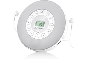 Rechargeable Portable Bluetooth CD Player,Lukasa Compact Music CD Disc Player for Car/Travel, Home Audio Boombox with Stereo Speaker & LCD Display,Support CD USB AUX Input,2000mAh