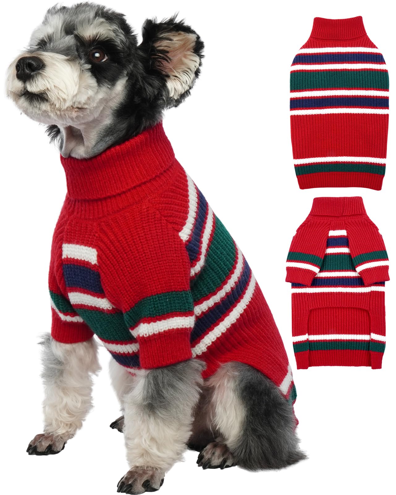 IECOii Dog Jumper,Medium Dog Jumper Small Dog Sweater Knitwear,Turtleneck Dog Sweaters For Medium Dogs Girl,Warm Dog Christmas Jumper For Medium Size Dog,Pug,Dachshund Sweaters,Red-M