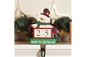 MEETYAMOR Christmas Countdown Stocking Holder,Wooden Snowman Christmas Calendar Table Decor Holiday Xmas Ornament Desk Decoration Gift,Indoor,Fireplace,Living Room
