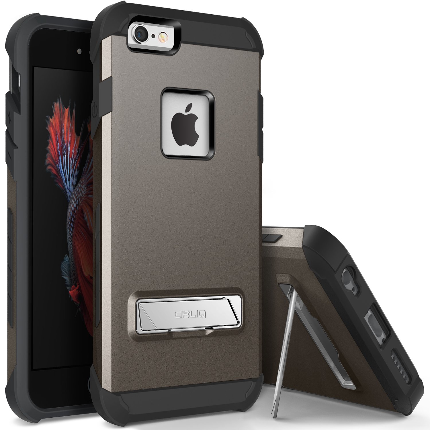 iPhone 6S Plus Case, OBLIQ [Skyline Advance][Gun Metal] with Metal Kickstand Dual Layered Metallic Heavy Duty Hard Protection Hybrid Case for iPhone 6S Plus (2015) & iPhone 6 Plus (2014)