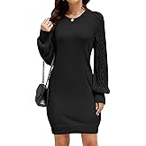 ZLIGXEA Sweater Dress for Women Long Sleeve Crewneck Ribbed Knit Mini Dresses 2025 Fall Casual Pullover Oversized Sweaters