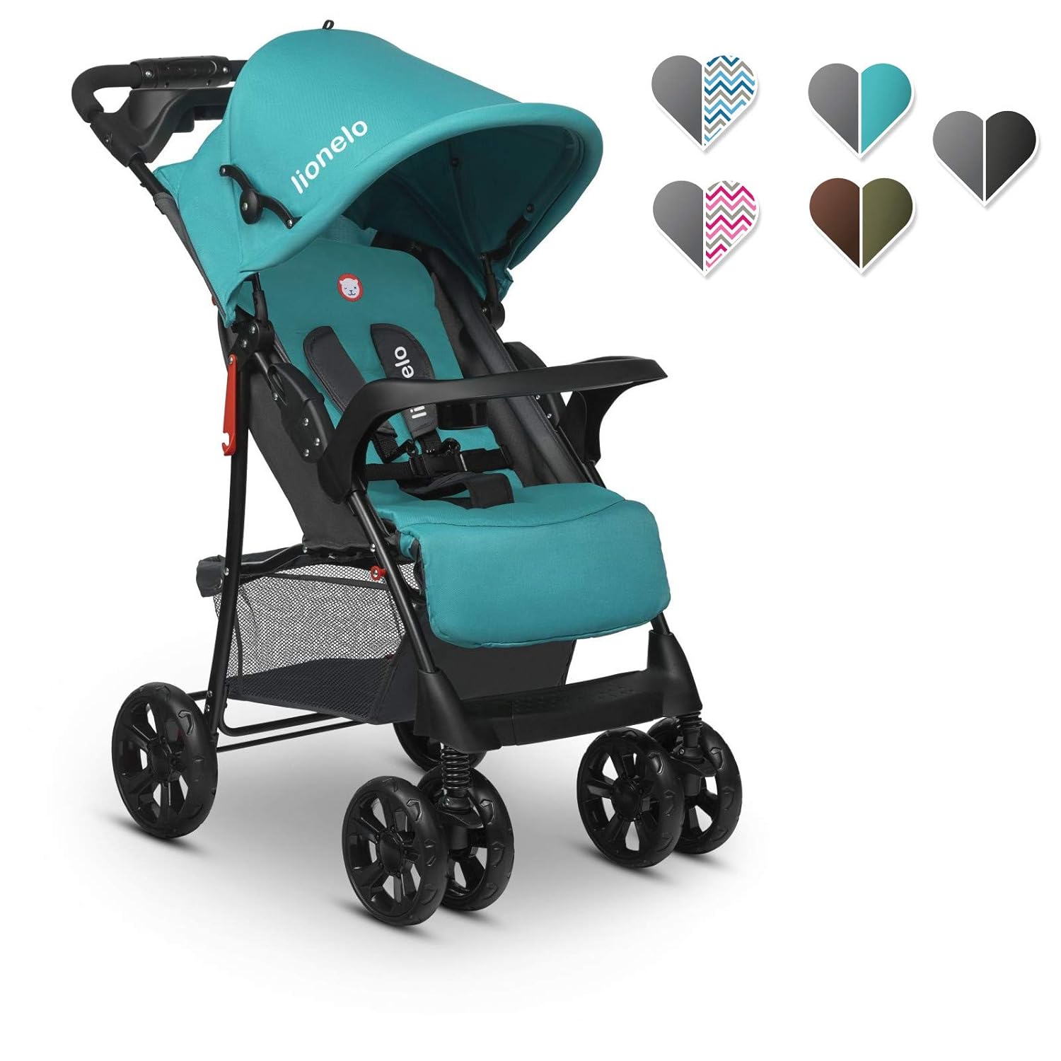 Lionelo Emma Plus Kinderwagen Kindersportwagen leicht modern klein Buggy mit Liegeposition zusammenklappbar (Vivid Turkus)