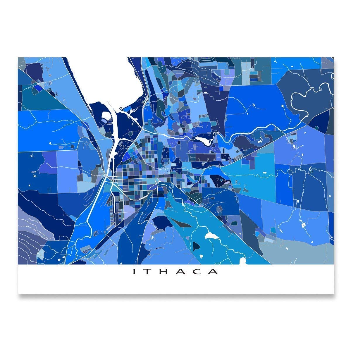 Amazon.com: Ithaca New York Map Print 8x10, Ithaca Poster 24x36, Ithaca ...