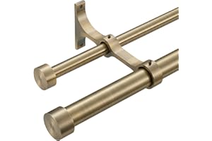 Lwiiom Double Curtain Rods with Aluminum End Cap and Full Surround Brackets,1"Front and 5/8" Back Rod,Adjustable between 72 to 144 Inches (6-12 Feet), Antique Bronze Double Window Drapery Rod