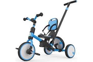 besrey Toddler Bike 1-3 Years Old,Toddler Tricycle with Spare Wheel,5 in 1 Kids Trike with Push Handle,Backrest and Safety Belt,Balance Bike 1+ Year Old,Birthday Gift and Toy for Boys and Girls