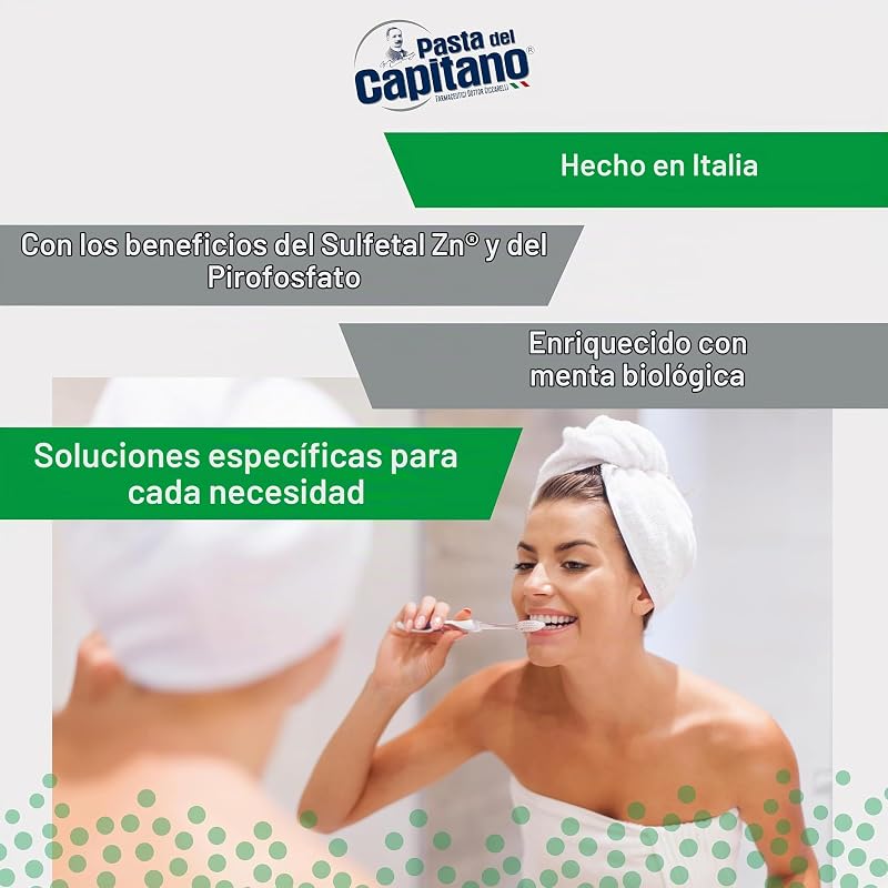 Pasta del Capitano, Dentífrico Antitártaro Bio, Brinda Frescura y Refresca el Aliento, Ideal para Fumadores, Ayuda a Prevenir la Placa, 100% Made in Italy, Tubo de 100 ml