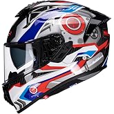 Rymic S-GT Carbon Fiber Full-Face Motorcycle Helmet DOT Approved Touring | Premium Carbon/ Impact-Absorbing Liner/Built-in Bluetooth slots/Lightweight 1380g/Dual Visors/Desige for long rides