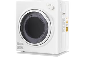 Elevon 1500W Portable Clothes Dryer, 3.5 cu.ft Electric Drying Machine for Laundry with Steel Tub for Apartment, Dorms, Compact Dryer for Small Space, Black/White