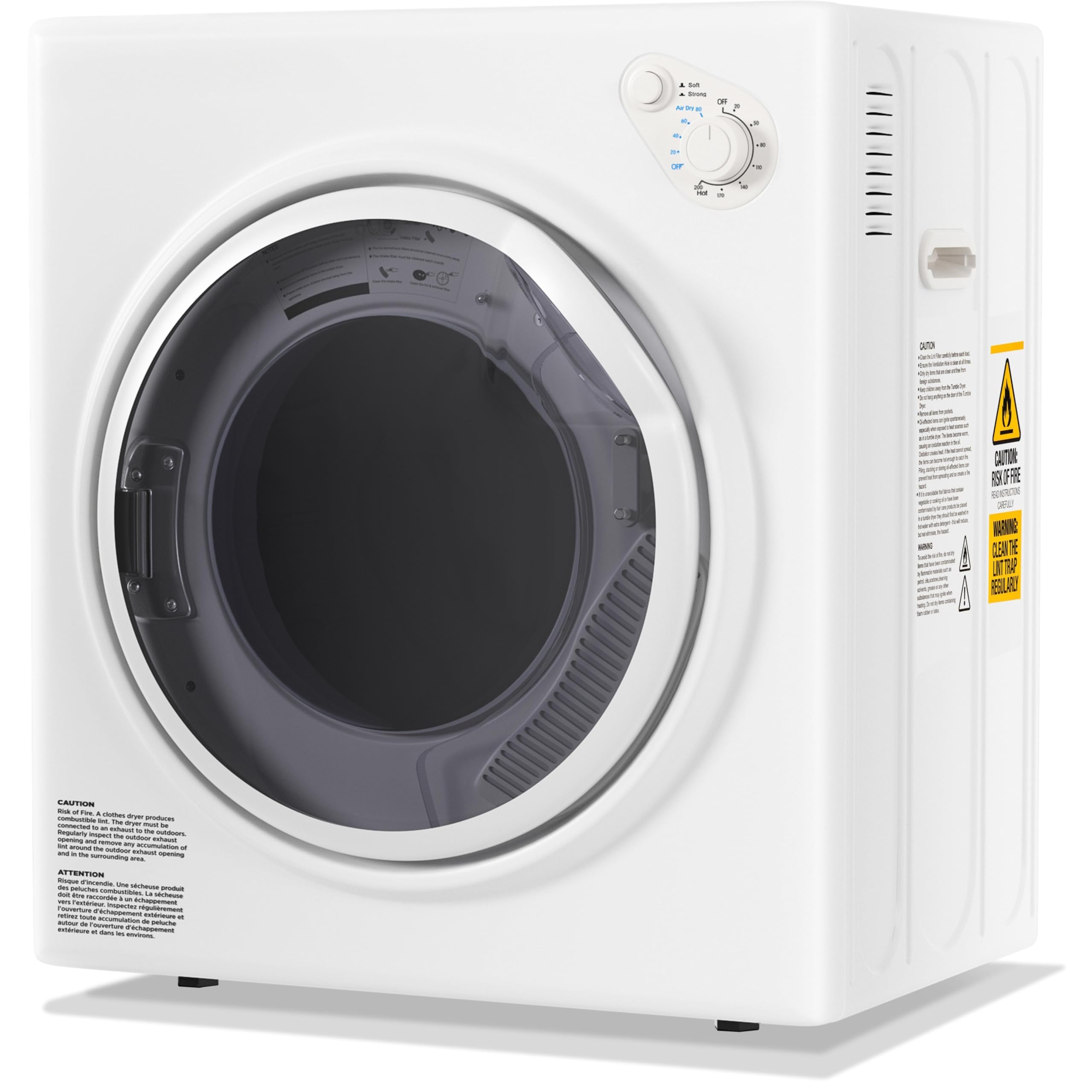 Photo 1 of ***PARTS ONLY***Elevon 1500W Portable Clothes Dryer, 3.5 cu.ft Electric Drying Machine for Laundry with Steel Tub for Apartment, Dorms, Compact Dryer for Small Space, Black/White
