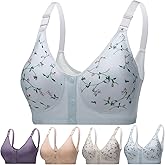 EAGUCI，Front Closure No Underwire Bra，Full Coverage Bras,Front Button Bra,Single or 2Pack