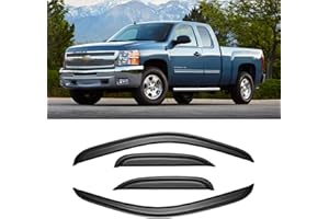 AWVRG Window Rain Guards for 2007-2013 Chevy Silverado & GMC Sierra 1500 for Extended Cab, Window Visor Vent Wind Shade Deflector Shield Protector Sun for 07-14 Silverado & Sierra 2500 HD/ 3500 HD, Tape-on