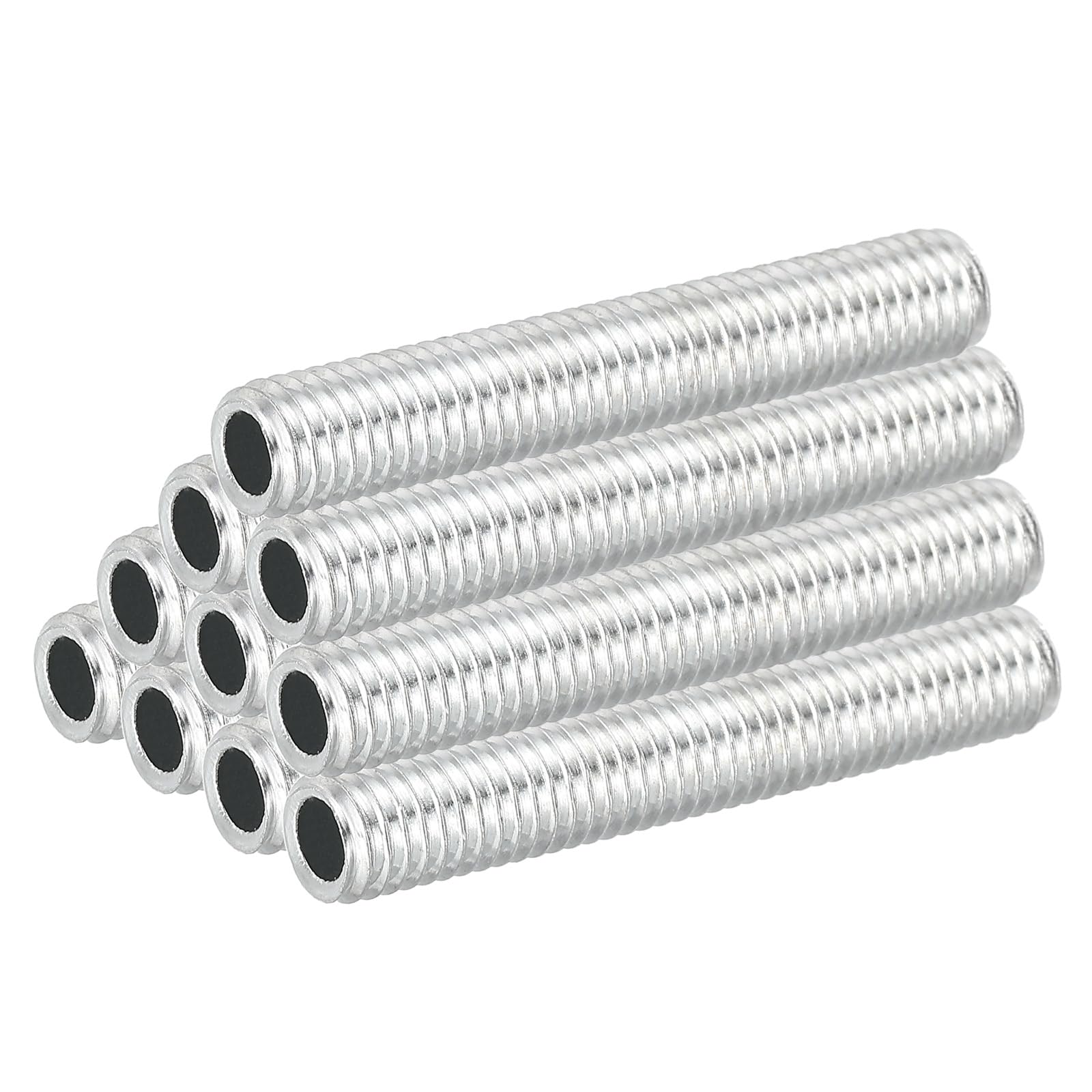 PATIKIL M8 Thread Carbon Steel Lamp Pipe, 20 Set 50 mm/1.97" Hollow Tube Thread Adapter Fasteners Hardware for Lamp Lights Chandelier Ceiling Light DIY, White Zinc Plating