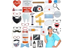 40 Pcs Professional Medical Photo Booth Props Kit for Adult Events, Dental Office Celebrations, Doctor & Nurse Graduation, Ho