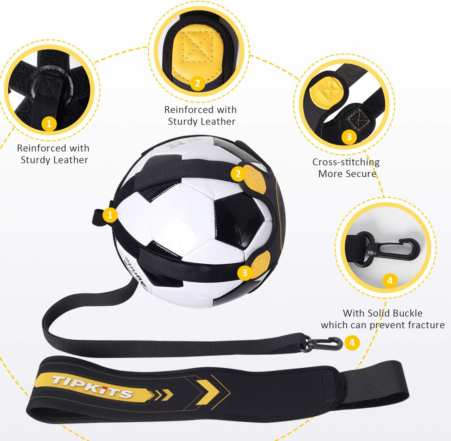 Tipkits Soccer Training Equipment for Kids Adults, Solo Soccer Trainer Belt, with Upgraded Leather Fixation : Sports & Outdoors
