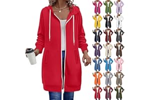GOHRSHA Long Hoodies for Women Full Zip Up Pullover Tunic Sweatshirts with Pockets Trendy Fall Winter Clothes Y2K