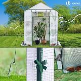 VOUNOT Walk In Greenhouse with Shelves 143x73x195cm White Garden Polyhouse view 7