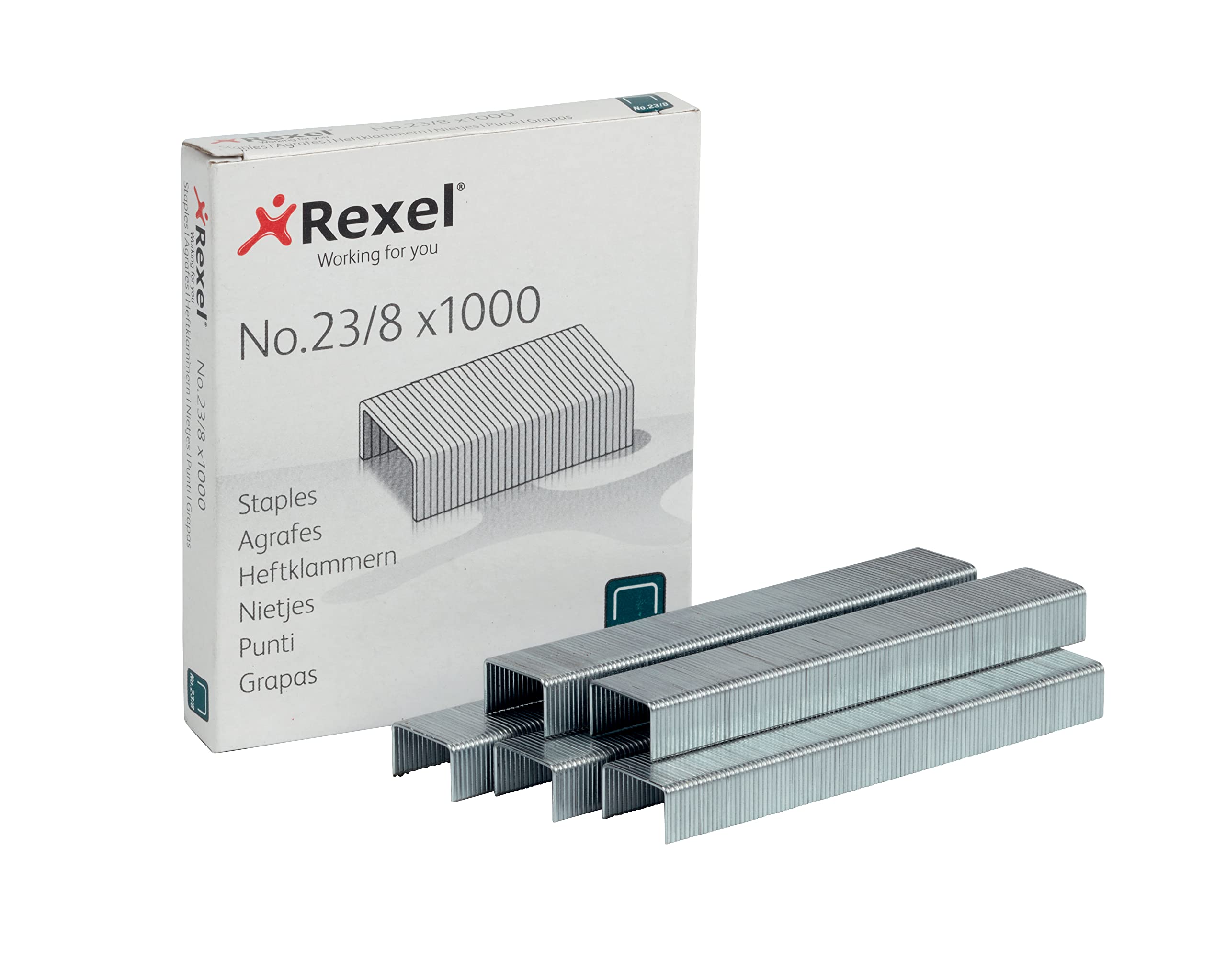 Rexel No.23/8 mm Heavy Duty Staples, For Stapling up to 40 Sheets, Use with Heavy Duty Staplers, Box of 1000, 2101054