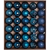 HipTree 30ct Christmas Ornaments Tree Decorations Set-2.36 Inch Blue Shatterproof Decorative Hanging Ball Ornament Bulk, Xmas Tree Tabletop Decorations for Fall Halloween Holiday Party Home Decor