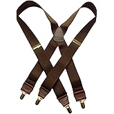 Hold-Up Casual Series Suspenders for Men In the Traditional X-Back Style with USA Patented No-Slip Clips
