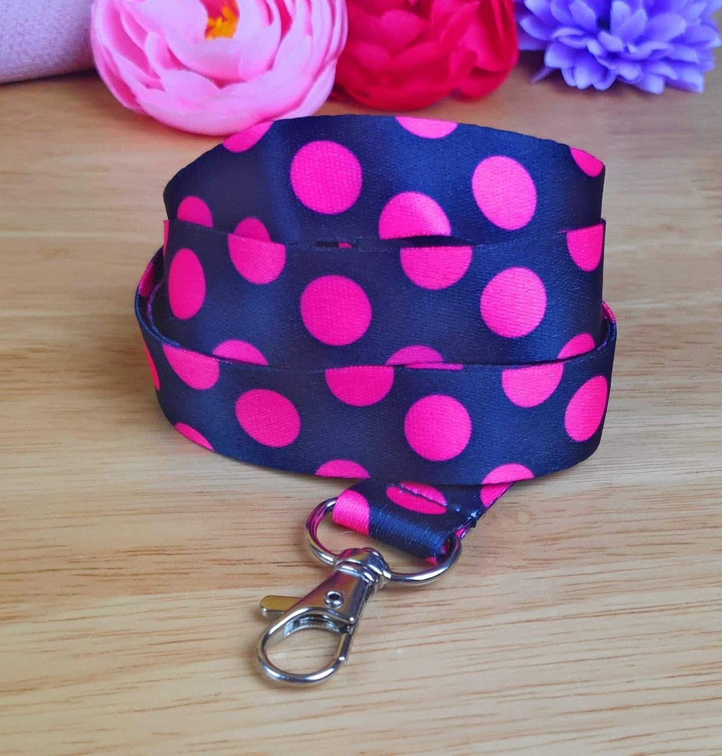 Spirius Original Multicolour Fashion Lanyard Neck Strap for ID Badge/Key Holder UK (Polka dot Pink), 2cm x 45cm - Image 5