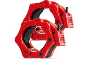 Mata1 - Premium Olympic Barbell Clamps - 1 Pair, Red - Ultimate Locking Weight Clips for Weightlifting & Bodybuilding Training - Standard 2" Barbell Collars with Quick-Release Mechanism