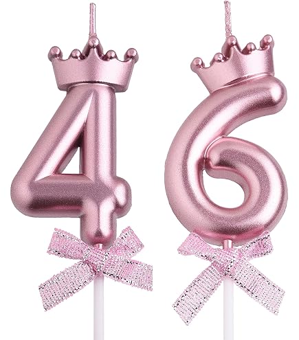 Velas De Aniversário De 46 E 64 Anos Para Bolo, Prata Número 46 64 3D Em Forma De Diamante, Decorações De Aniversário, Suprimentos De Festa Para Mulheres Ou Homens
