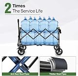 Overmont 200L Folding Festival Trolley on Wheels 150kg Heavy Duty Blue view 2