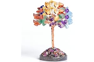 Ytbeoxk Seven Chakra Tree of Life,Money Tree Dcorations,Crystals and Healing Stones,Reiki Positive Energy Gemstones 7 Chakra Tree,Purple Room Office Desk Feng Shui Decor Meditation Gifts for Women Men