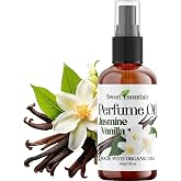 Sweet Essentials JASMINE VANILLA, Fragrance/Perfume Oil, Made with Organic Oils, 2oz, Spray on Perfume Hair &amp; Body Oil - Alcohol, Silicone &amp; Preservative Free