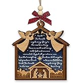 Christmas Nativity Ornament 2025 - Jesus Manger Religious for Women, Men, Nativity Ornaments for Family, Friends, Christians - Church Wooden Hanging Tree Decorations