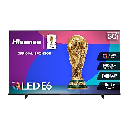 Hisense 50" E6 Cinema Series Hi-QLED 4K UHD Smart Fire TV (50E6QF, 2025 Model) - AI Light Sensor, Dolby Vision · Atmos, Voice Remote with Alexa, Motion Rate 120, HDR 10+ Adaptive, Game Mode Plus