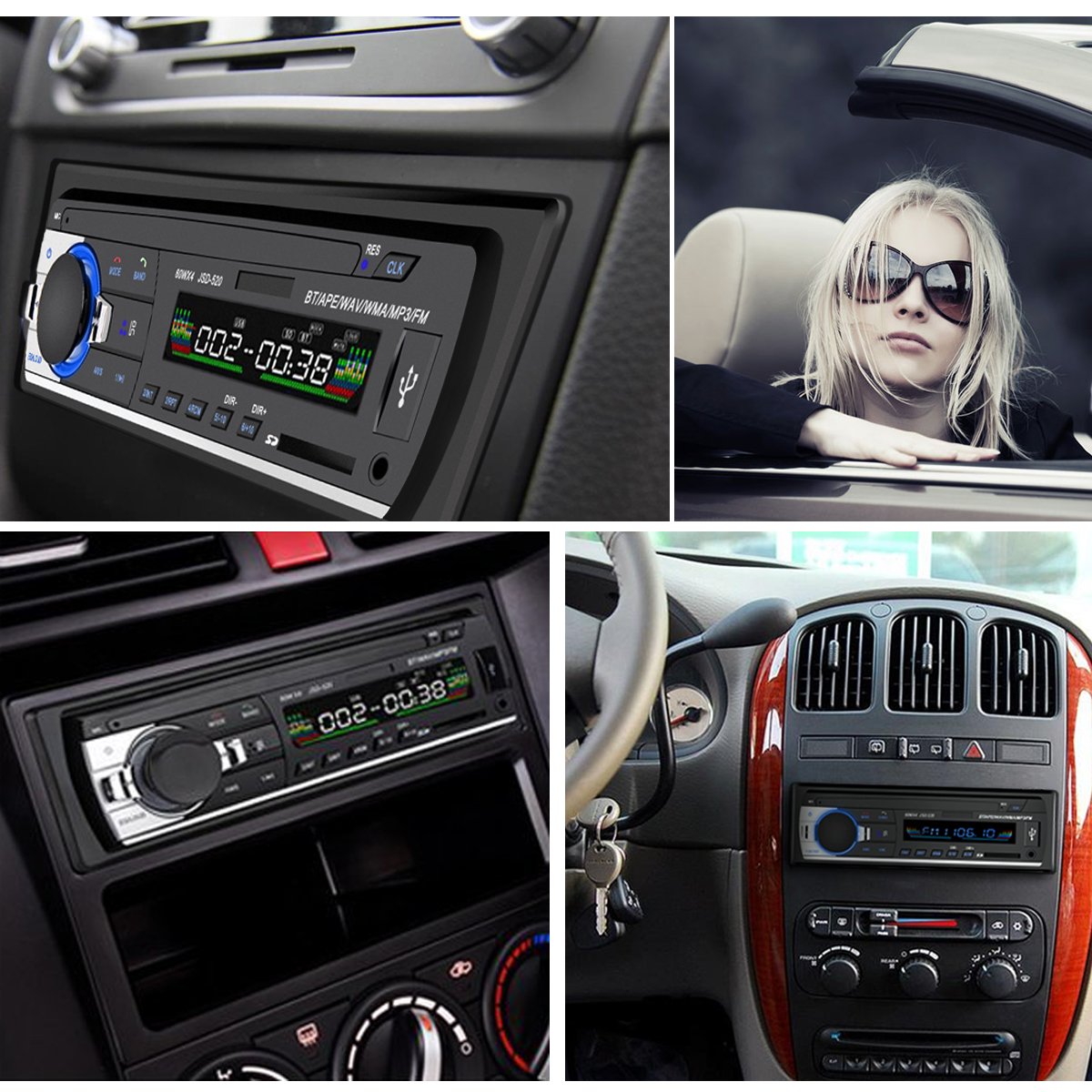 Car Stereo Player with Bluetooth, Huicocy Single-Din Version, USB / SD / MMC AUX/ Remote Control Digital Media Receivers Audio Receiver/MP3/WMA Player/FM Radio