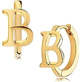 LOYATA Initial Huggie Hoop Earrings Gold Letter Sleeper 14K Gold Filled Earrings Simple Hypoallergenic Personalized Jewelry Gift for Women - 26 Letters