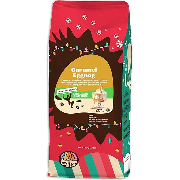 CRAZY CUPS FLAVORED GROUND DECAF EGGNOG COFFEE, DECAFFEINATED...