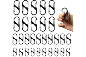 Fenhupe 30pcs S Hooks Carabiner Clip, Zipper Pull Locks Anti Theft, Quick Disconnect Keychain Clip Keeps Zippers Closed, Dual