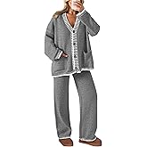 PRETTYGARDEN Lounge Sets for Women Fall 2026 Loungewear 2 Piece Outfits Cardigan Sweaters Track Suit Matching Winter Clothing