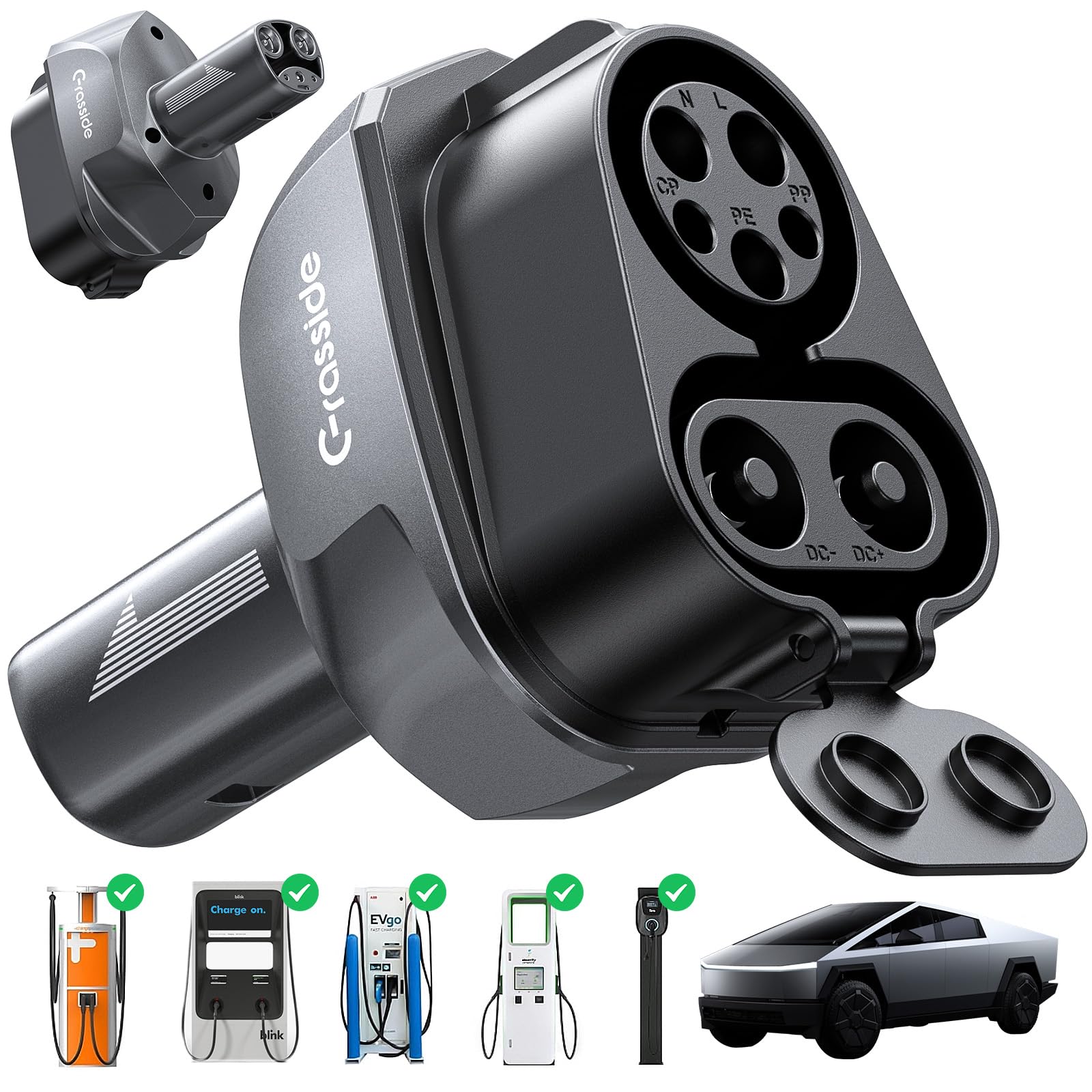 Photo 1 of Grasside 2in1 CCS1 & J1772 to NACS Adapter, Fit for Cybertruck/Tesla Model 3 Y X S (2021-2026)/NACS EVs, 250kW Super Fast Charging, CCS to Tesla, Works with DC Level 3 & AC Level 1/2 Charging Station