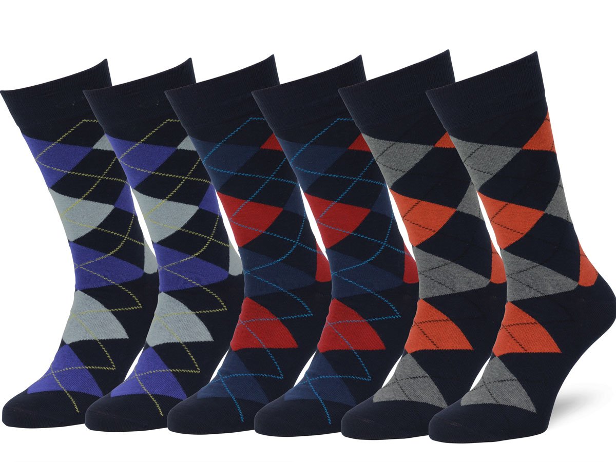 Easton Marlowe Mens Dress Socks 6 Pack Classic Cotton Dress Socks for Men - Patterned Socks
