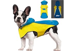 BiPawTi Dog Raincoat,Waterproof Hooded Slicker Poncho,Dog Reflective Safety Dog Rain Jacket,Windproof Snow-Proof Dog Rain Coat,Dog Raincoats for Small,Medium,Large Dogs Yellow+Blue