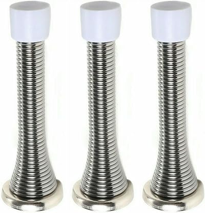 fiXte 3x Wall Mounted Chrome Spring Door Stop Skirting Board Buffer Stopper