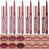 LANGMANNI 6 Matte Lipstick with 6 Lipliners Durable Makeup Set,Long-Lasting Non-Stick Cup Not Fade Waterproof Pigmented Velvet Lipgloss Kit Beauty Cosmetics Makeup Gift for Women (#A)