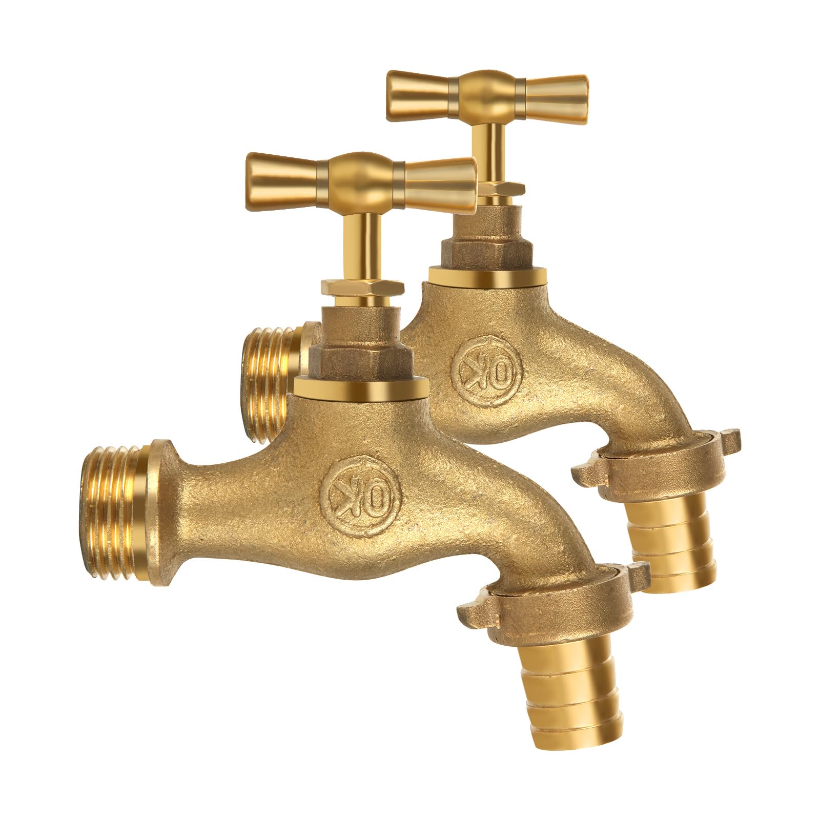 ASelected 1/2" Outdoor Garden Tap Garden Hose Brass Taps 2pcs Outdoor Brass Bib Taps for Watering Irrigation Hose Ends