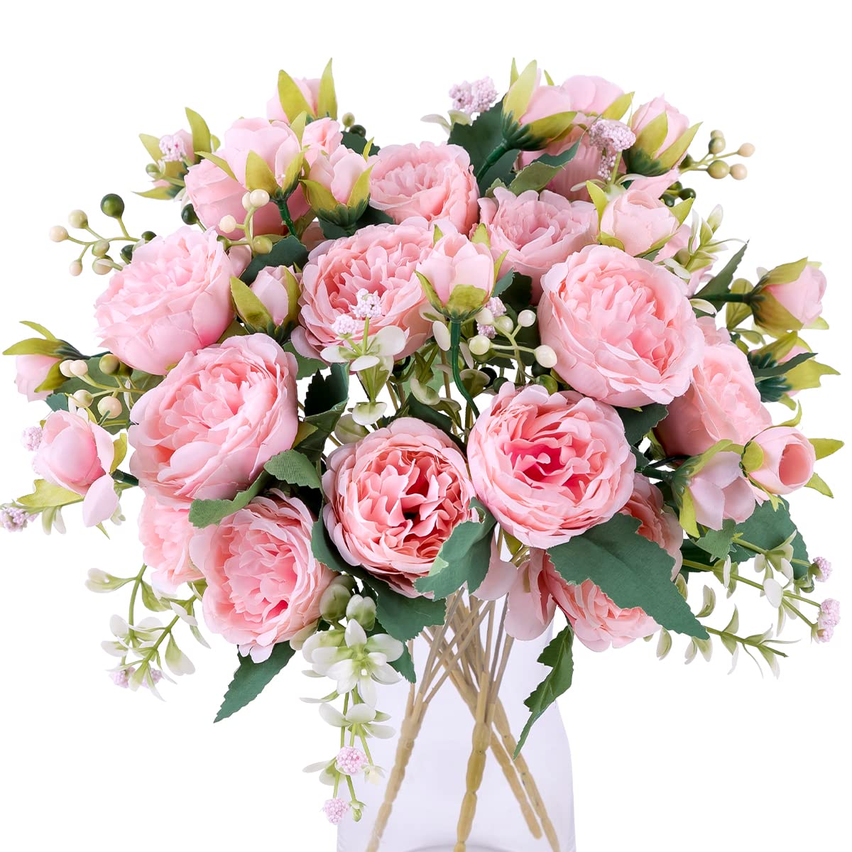 Photo 1 of Floweroyal 4 Bunches Peony Artificial Flowers Pink Flowers Silk Peonies Bouquets for Wedding Party Table Centerpieces Floral Arrangement Home Kitchen Decor.