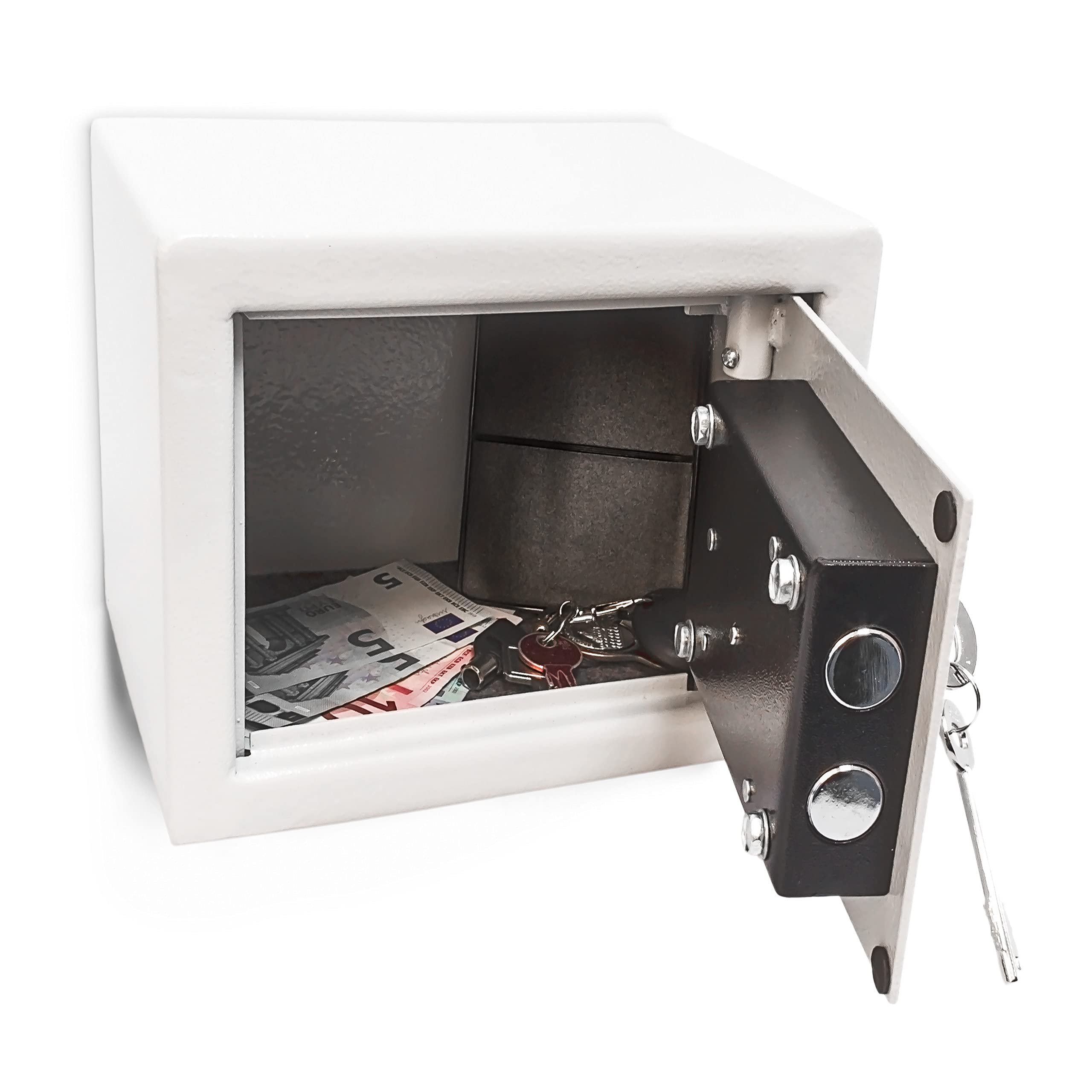 Relaxdays Home/Office Mini Steel Safe With 2 Locking Bolts & 2 Keys Free-Standing Or Wall Mounted 23 x 17 x 17 cm