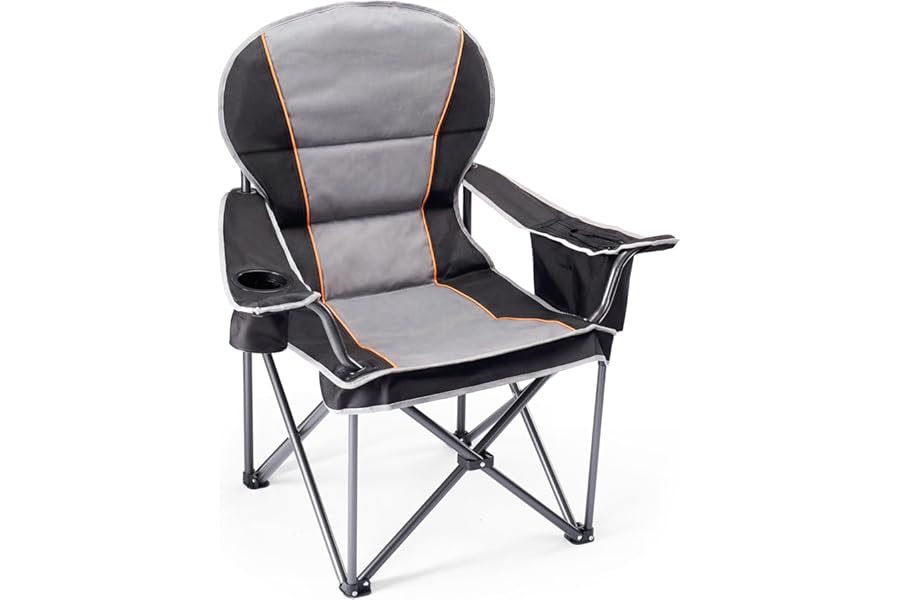 NEWBULIG Oversized Folding Camping Chair for Adults, Portable Outdoor Collapsible Chairs, 500 LBS Heavy Duty Support, with Cup Holders, for Lawn, Fishing, Hiking, Black