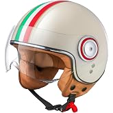 Comrider Open Face Motorcycle Helmet for Adults, Half Face Moped Helmets for Men, 3/4 Retro Vespa Helmet, Classic Vintage Motorcycle Helmet for Women, DOT Approved