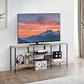 Luplom 50 Inch TV Stand for Bedroom Rustic Grey Entertainment Center with Storage 3 Tier TV Consoles for Living Room TV Console Table Media Cabinet with Open Storage Shelves for 50 43 40 32 Inch TV