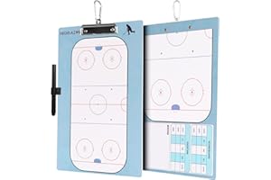HIGHRAZON Dry Erase Hockey Coaches Clipboard, Hockey Lineup Board, Double-Sided Coaching Board with Marker
